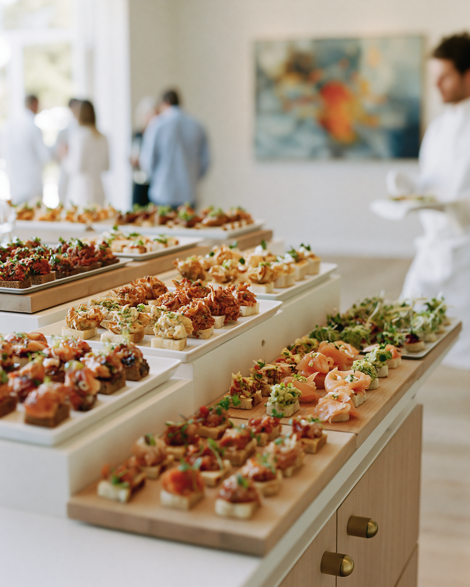 Luxury canapé parties — sculpted one-bite canapés for receptions